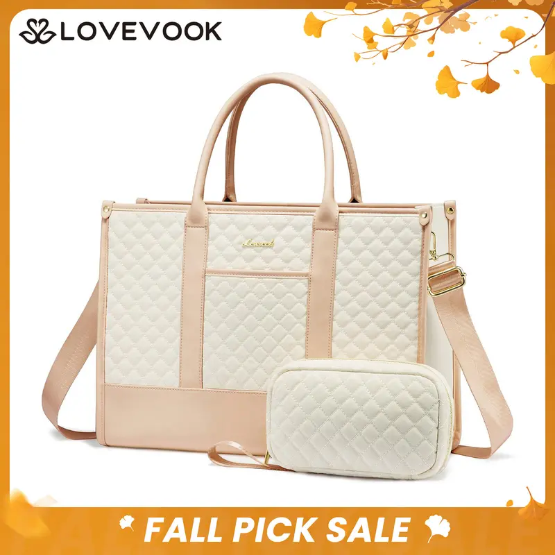 LOVEVOOK Laptop Tote Bags for Women,15.6-17.3 inch Laptop Work Bags with Clutch Purse,Shoulder Bag with Adjustable Straps & 2 Cup Holders, Womens Briefcase for Travel, Teacher, Doctor, Nurse and Chic Woman,outdoorfun