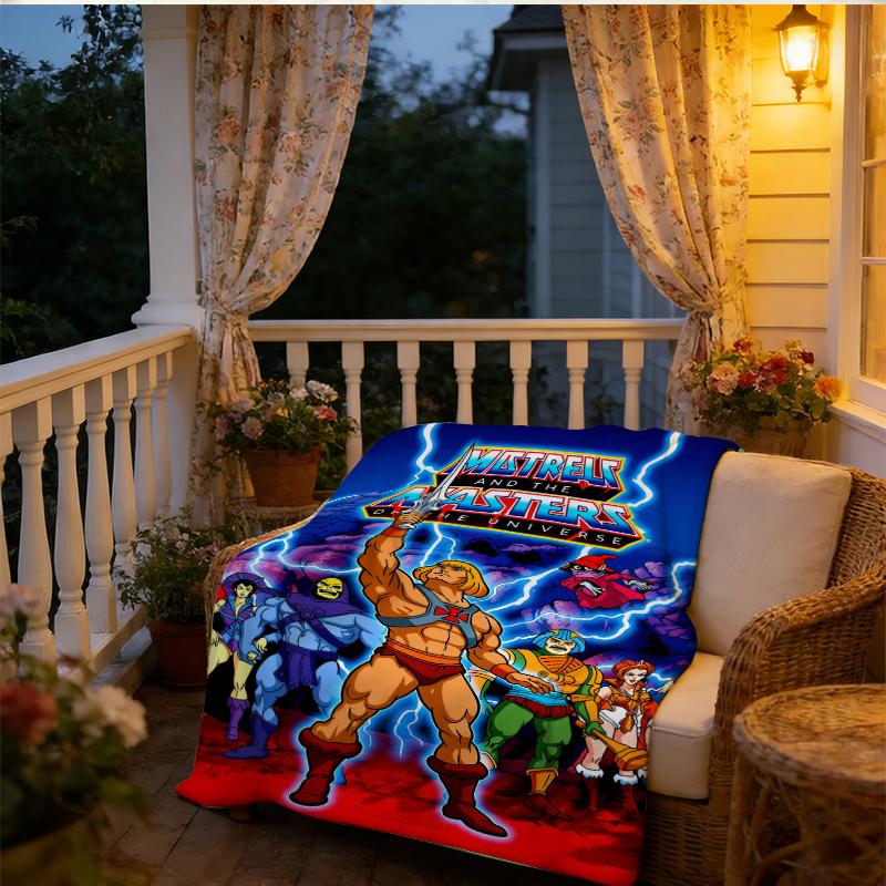Countdown Sale!Masters of The Universe Anime Flannel Blanket Retro Cartoon Anime He-Man Flannel Suitable for use in offices, sofas, and travel settings, etcSuitable for all four seasons A gift suitable for fans, friends and children