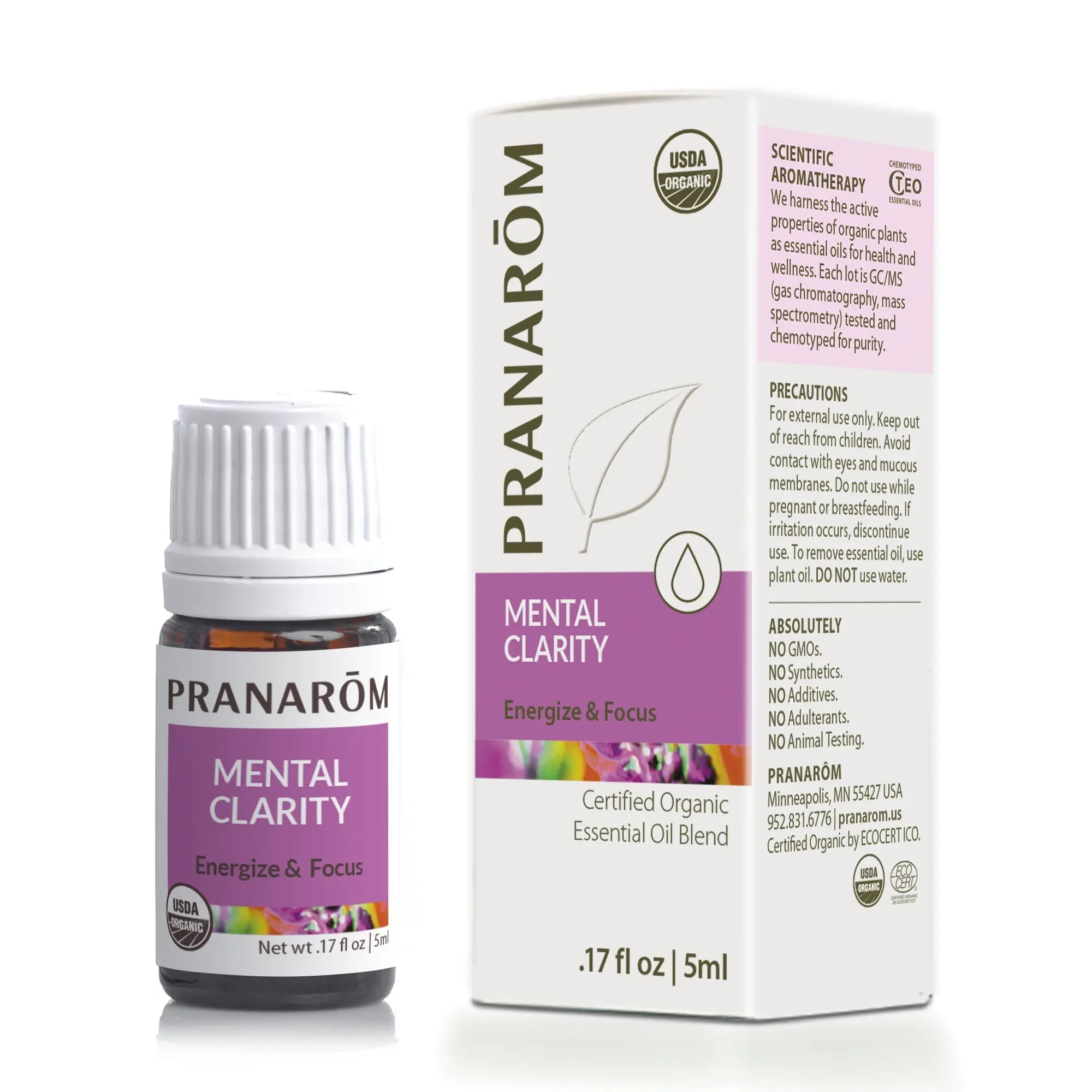 Pranarōm Mental Clarity Essential Oil Wellness Blend – Bio | Certified Organic Focus & Energy Support