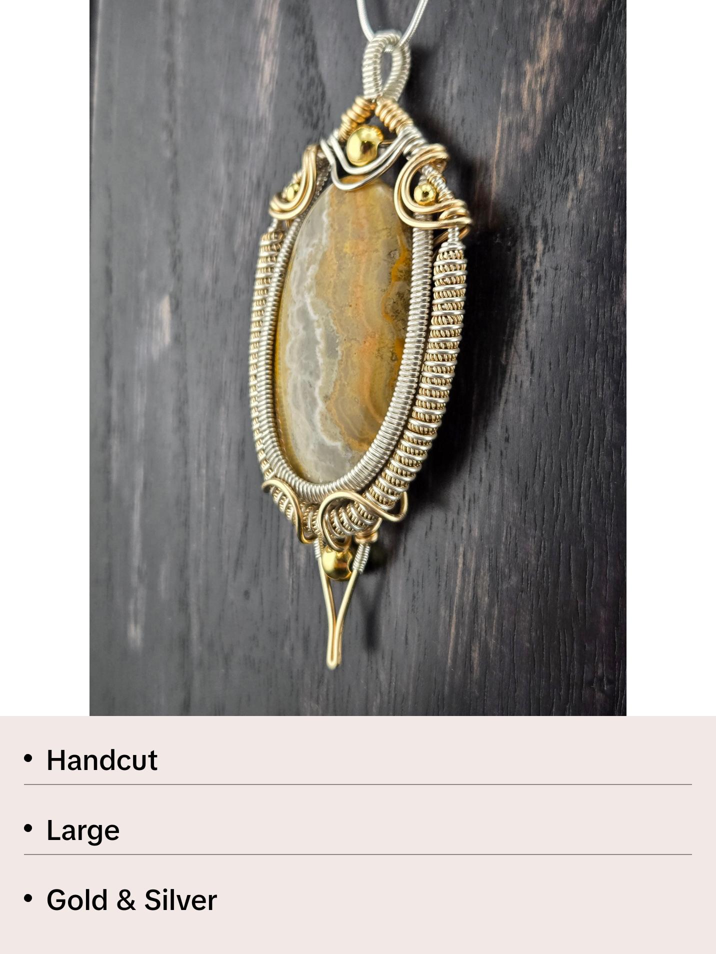 Handcut Bumblebee Jasper Pendant in 14/20 and .925