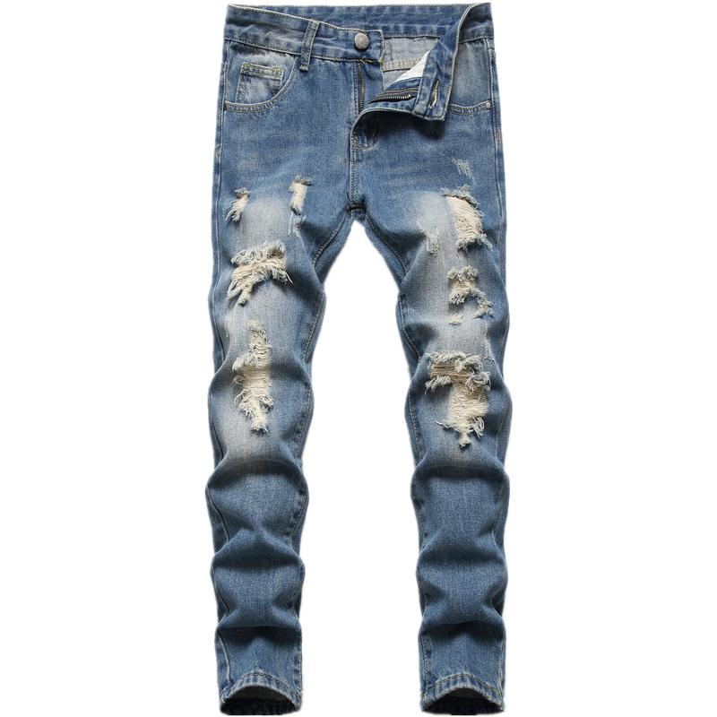Boy's Skinny Fit Ripped Destroyed Distressed Fashion Kids Denim Pants Jeans