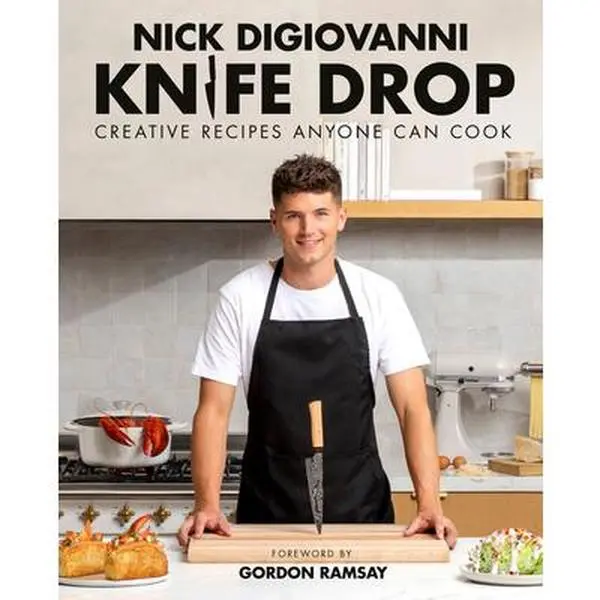 Knife Drop: Creative Recipes for Home Cooks Hard Cover Book - Nick DiGiovanni, Includes Video Tutorials, 10.1" h x 8.1" l x 1.1" w