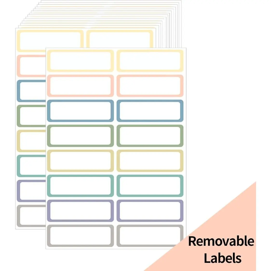 Removable Colored Labels Stickers, Self-Adhesive Rectangular Stickers ...