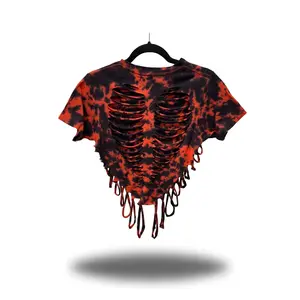 ROAD RASH ORANGE & BLACK TIE DYE CROP TOP