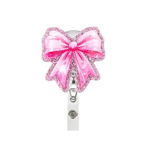 Bowknot Design Badge Holder, Badge Reels Retractable, Cute, Identification Badges & Supplies for Office School Student Teacher Nurse