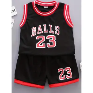 2-Piece Set Boys Youth Casual Basketball Number Pattern Round Neck Vest and Shorts Set for Summer Daily and Outdoor Wear