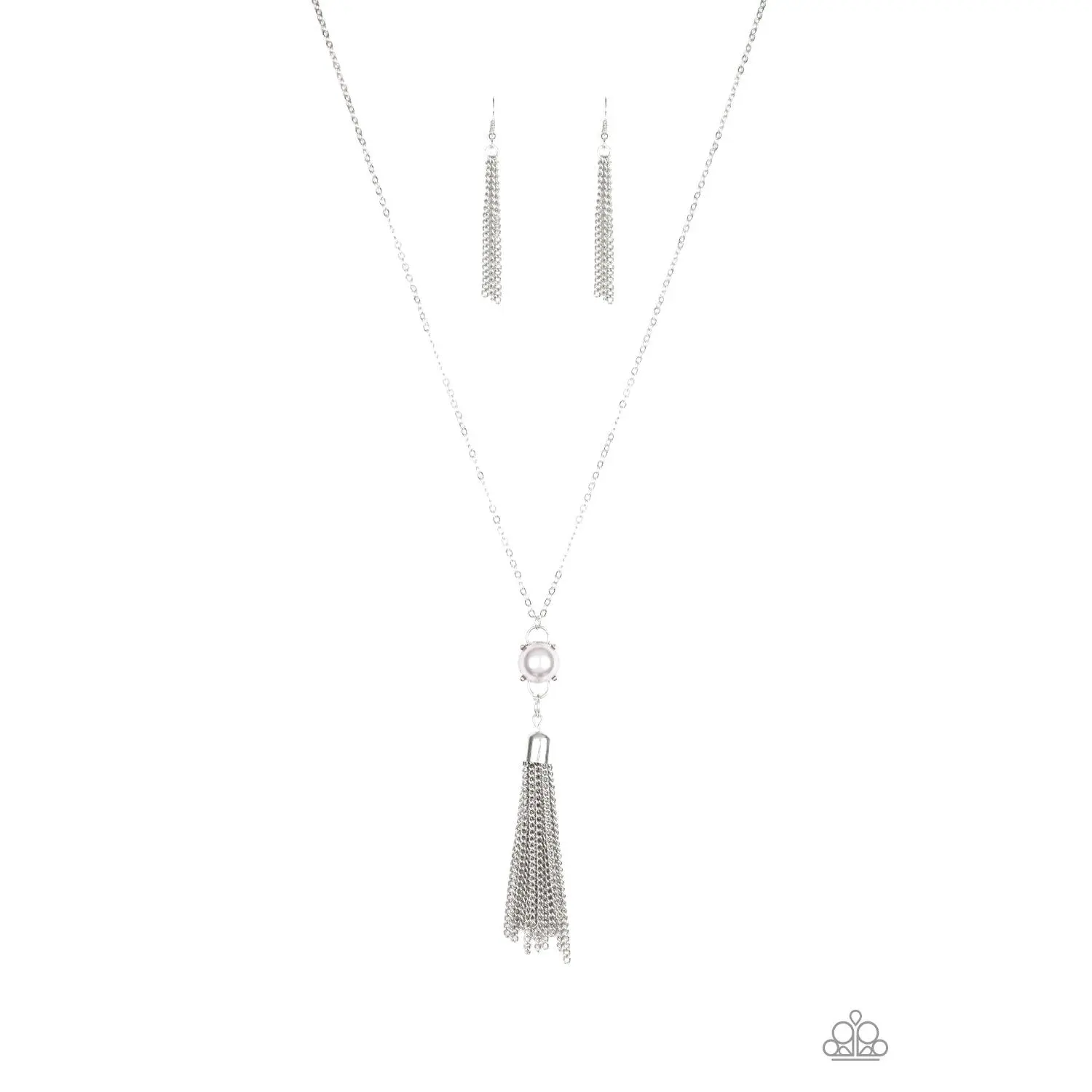 Diva Dance Party - Silver Pearl Tassel Pendant Necklace