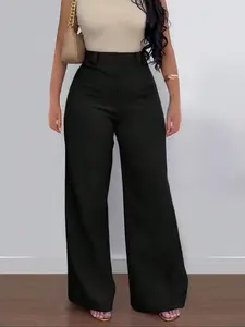 Women's Fashion High Waist Wide Leg Pants, Casual Style, Comfortable Fit, Perfect for Daily Wear & Office