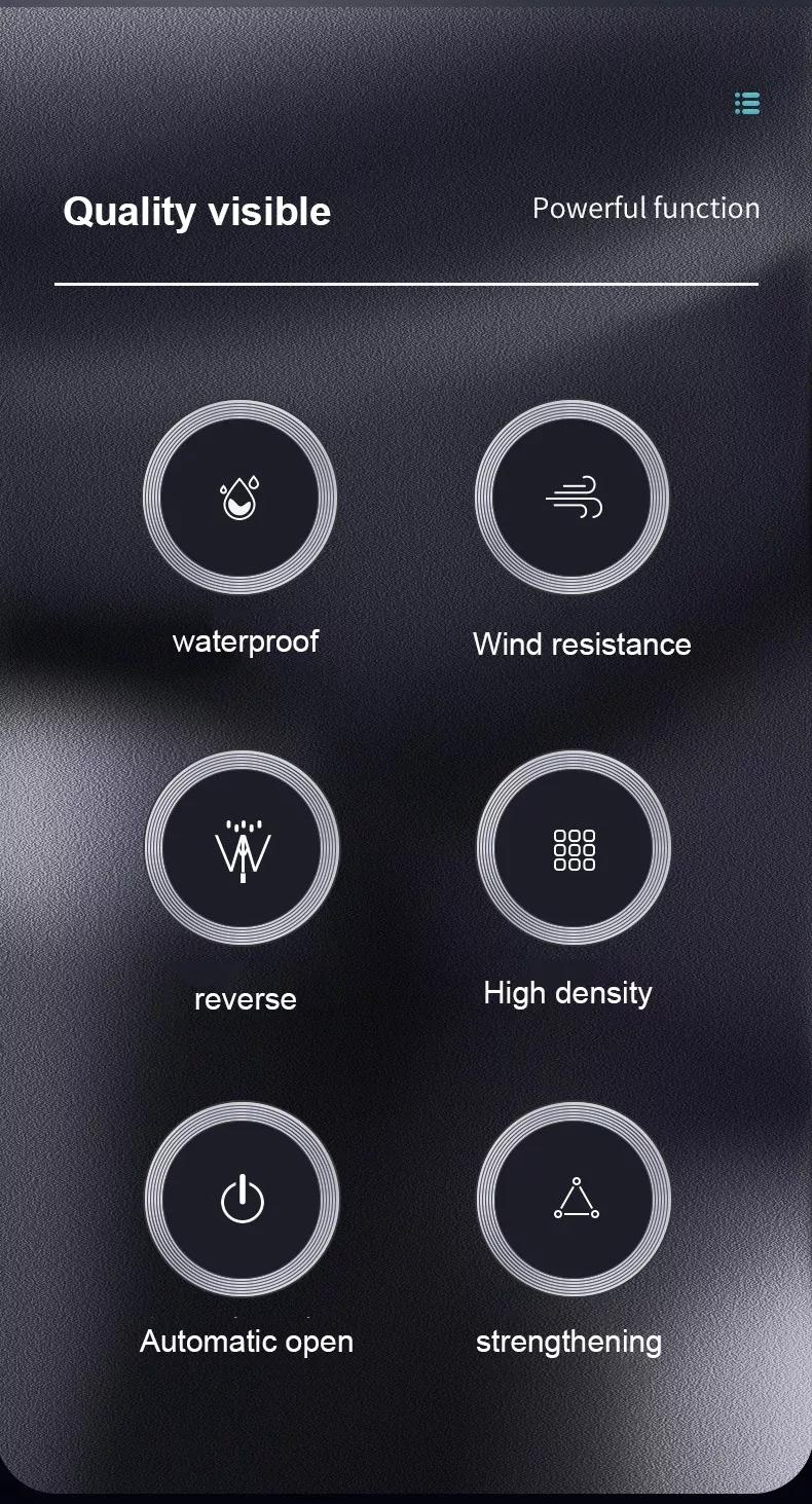 LED Umbrella Male Fully Automatic Reverse Umbrella Female Dual Purpose Folding Automatic Umbrella Large Size