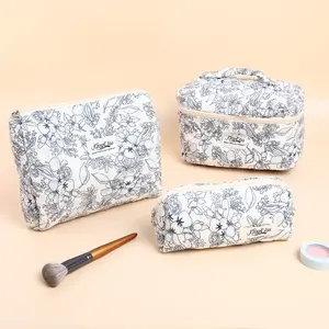 Chic 3pcs Floral Makeup Bag Set, Large Capacity Cosmetic & Toiletry Organizer with Zipper, Portable Travel Pouches for Women's Beauty Essentials