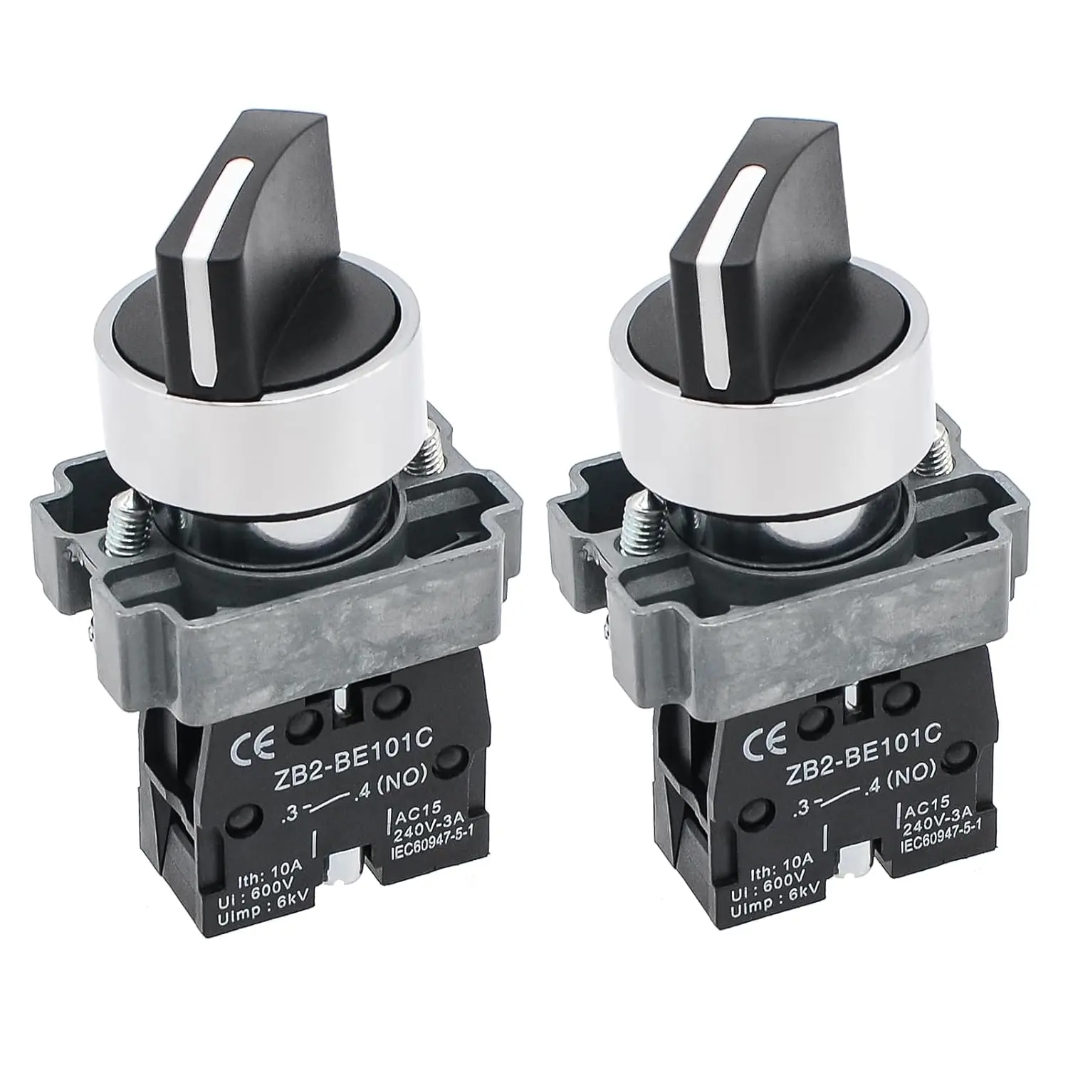Black 2-Position Selector Switch 1NO