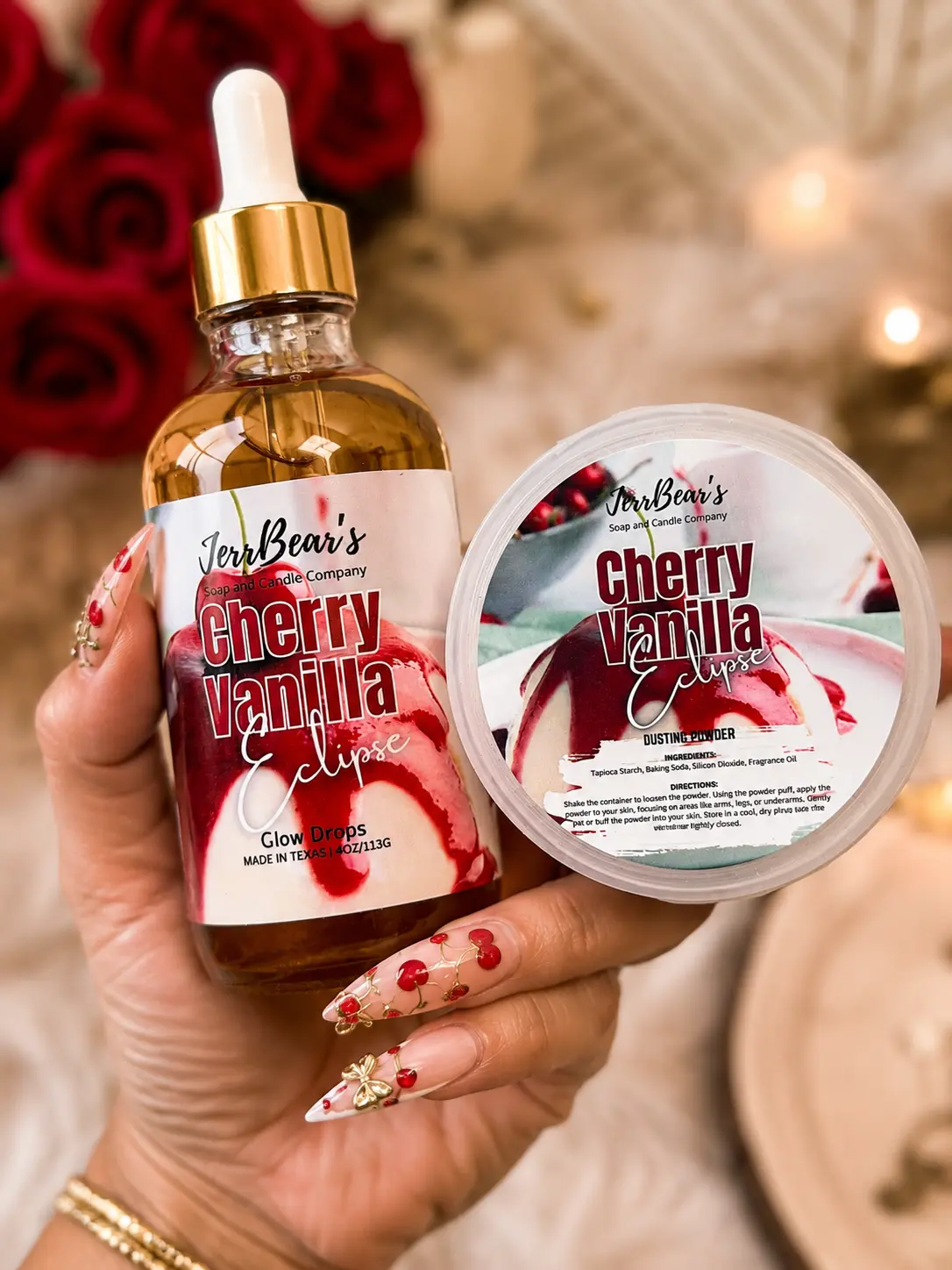 JerrBear’s Glow Duo - 4oz Body Oil & 4oz Dusting Powder JerrBear’s Glow Duo - 4oz Body Oil & 4oz Dusting Powder