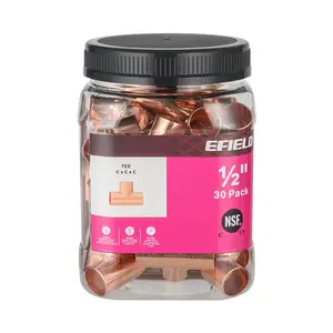 Pro 30 Pack 1/2" x 1/2" x 1/2" Copper Tee