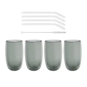 ZWILLING Sorrento 8-pc Double-Wall Latte Glass & Straw Set