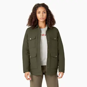 Dickies Women's Duck High Pile Fleece Lined Chore Coat, Moss Green (MS), ,S