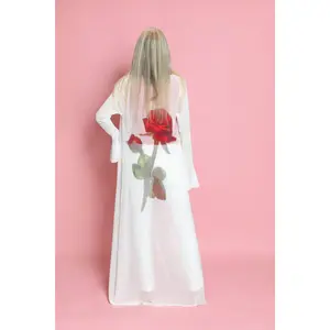Rose Back-Print Sheer Mesh Tie-Front Kimono