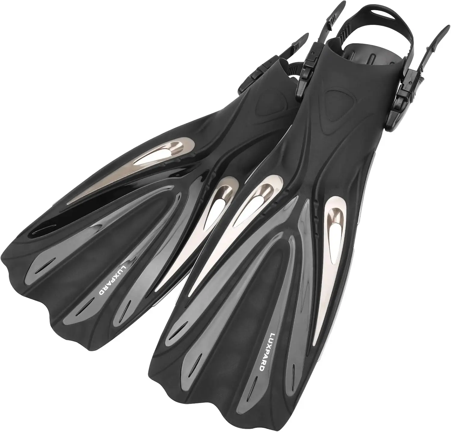 Diving Fins, Efficient Open Heel Flippers with Adjustable Buckles | Unisex Adults Travel Powerful Well-Balanced Fins for Scuba Diving Snorkeling and Freediving