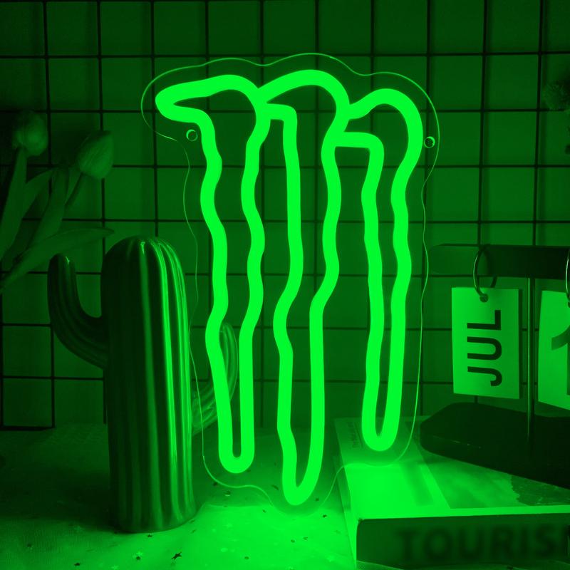 Monster energy neon sign led sign room bar man cave green led basement boys girls men
