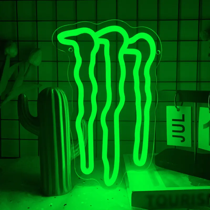 Monster energy neon sign led sign room bar man cave green led basement boys girls men