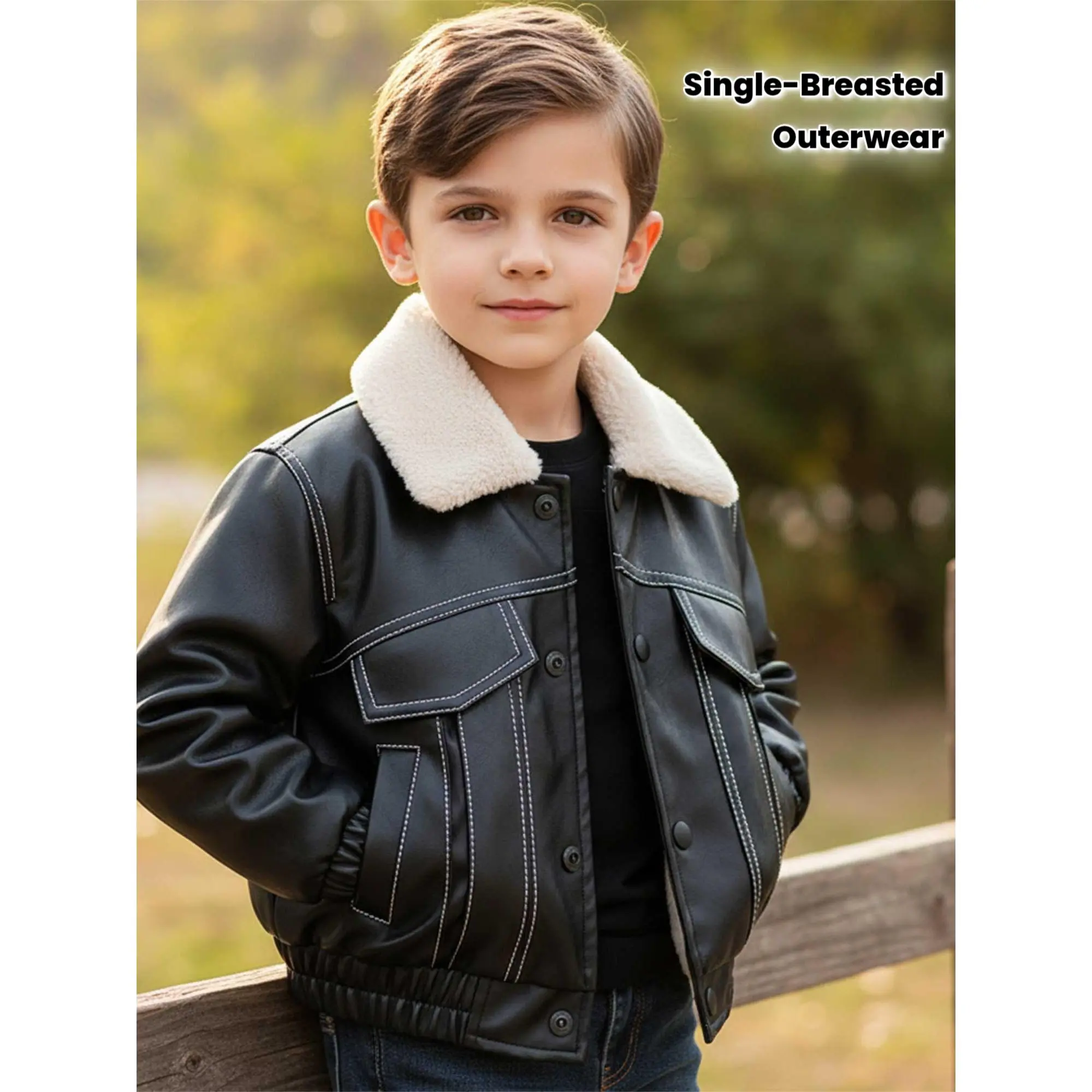 Boys' Winter Jacket with - Thickened Coat, Single-Breasted Collar & Zipper Closure, Machine Washable Outer for, Playdates & Cold Weather (Warm Durable ' Outerwear)