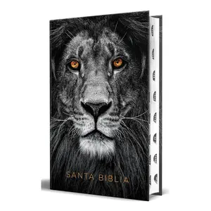 Biblia RVR 1960 letra grande tamaño manual, tapa dura León de Juda con índice / Spanish Bible RVR 1960 Handy Size Large Print Hardcover Lion of Judah with In