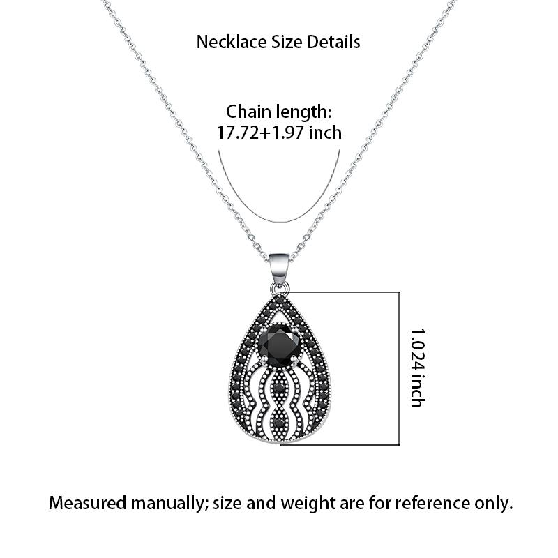 Kovira S925 Sterling Silver Vintage Black Obsidian Pendant Necklace for Women, Dark Feminine, Protection Amulet,Gothic Style, Dark Romance Gift
