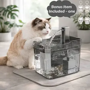 Ultra-Quiet Automatic Dog & Cat Water Fountain USB-Powered with 4-Stage Filtration Visible Level Window Battery-Free for Home Travel