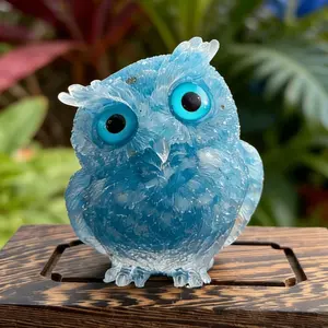 Suvi(3696)gc.Crystals Resin Owl ( bigger one )