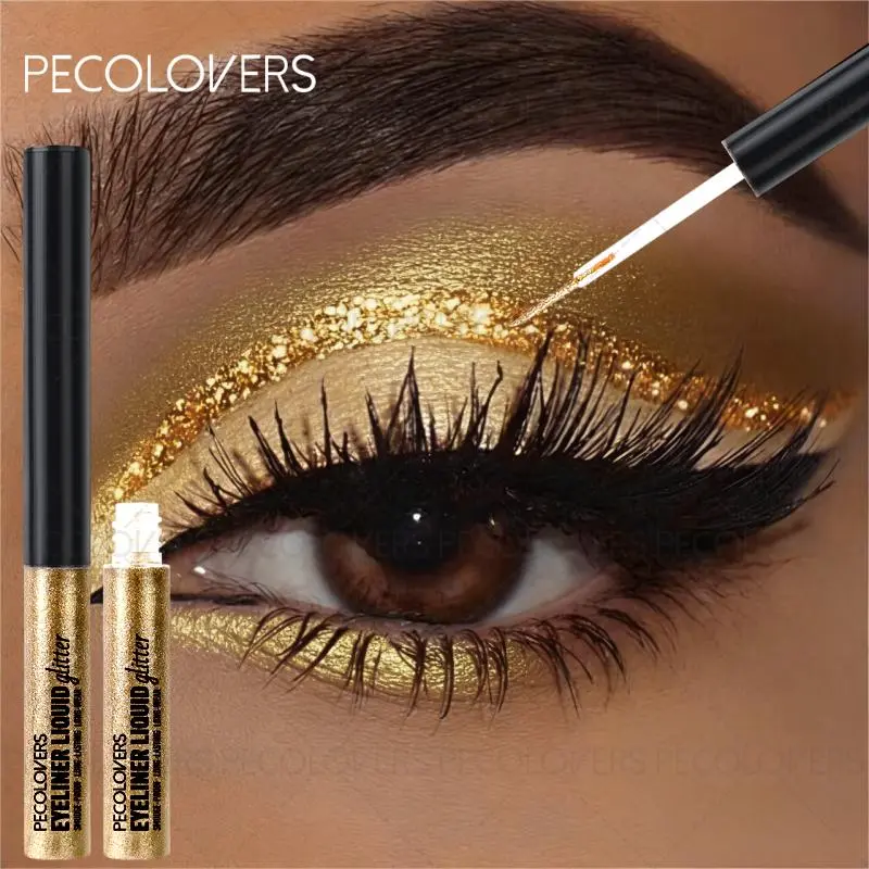 1pc Golden Glitter Eyeliner Liquid, Eye Makeup Product, Eye Makeup Supplies, Smooth Application, Easily Draw Eyeliner, Enhance The Charm Of The Eyes, Glitter Effect Is Dazzling, Suitable For Stage Performances, Music Festivals, Concerts