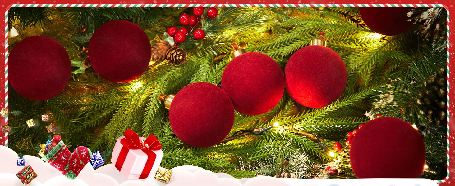 Brightown 15 Pcs Red Velvet Christmas Valentines Balls, 3.15 Inch Velvet Ornaments for Christmas Tree, Christma Tree Flocked Ornaments Balls for Family Holiday Wedding Party Xmas Hanging Decoration Brightown 15 Pcs Red Velvet Christmas Valentines Balls, 3.15 Inch Velvet Ornaments for Christmas Tree, Christma Tree Flocked Ornaments Balls for Family Holiday Wedding Party Xmas Hanging Decoration