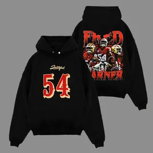 Fred Warner 54 All-Pro Fred For The Faithful Cotton Hoodie Sweatshirt T-Shirt (Made In US), Niner Empire Outfit, Faithful to The Bay! Game Day Outfits, Gift For Football Fans, Football Graphic Hoodie