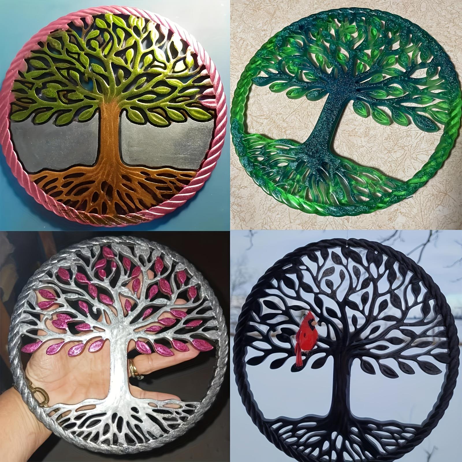 4Pcs Tree of Life Silicone Resin Molds, Intricate Branch Design Epoxy Casting Molds, Reusable DIY Craft Molds for Wall Art, Home Decor, Coasters, Perfect Gift Idea for Art Lovers