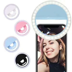 USB-Powered 3-Mode Flicker-Free Makeup Ring Light Kit, Adjustable Multi-Gear Brightness Selfie Light with Plastic Clip, Cellphone Smartphone Mobile Selfie Accessories for Self Portraits