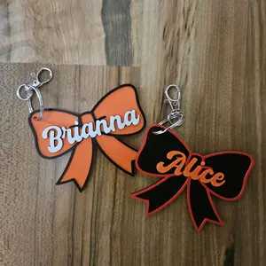 Personalized Cheer Bow Bag Tag | Custom Name & Colors | Cheer Backpack Clip