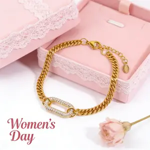 Elegant and high-end adjustable diamond oval bracelet for women, daily jewelry, niche, minimalist, and luxurious jewelry for International Women's Day