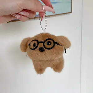 Glasses Dog Earphone Case for Apple AirPods 1/2/AirPods Pro/AirPods Pro2/3/AirPods 3/AirPods 4, Plush Protective Soft Shell