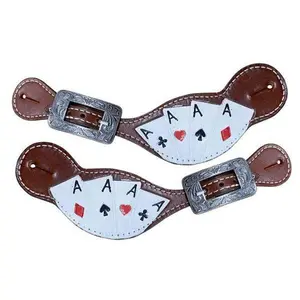 Showman Ladies "Four of a Kind" painted leather spur straps