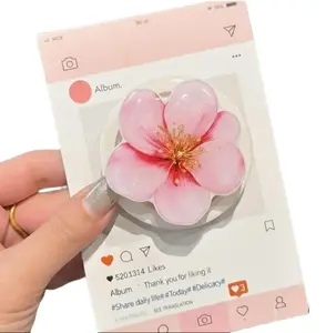 Pink Cherry Blossom Phone Grip Magsafe, Kawaii Sakura Phone Holder, Pastel Blossom Phone Stand, Spring Blossom Phone Accessory for Her