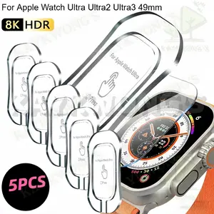 KAYKWONG'S 5 Pieces Smartwatch HD Tempered Glass Screen Protector Set, 9h Hardness, Compatible with Apple Watch 49mm Ultra Series, Ideal Gift