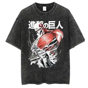 Attack on Titan AOT Anime Graphic Acid Wash Tee & Hoodie Set Titan Slayer Streetwear & Casual Wear | Ultimate Gift for Him Her, Anime Lover Couples | Viral TikTok Cosplay Inspired Fashion | Edgy Statement Piece Comfy Everyday Anime Streetwear