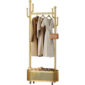 Coat Rack with Basket Bottom Multi Functional 360 Degree Rotation Stable for Bed Living Room Porch Tiktokshopspringglowup Gold Finish outdoorfun