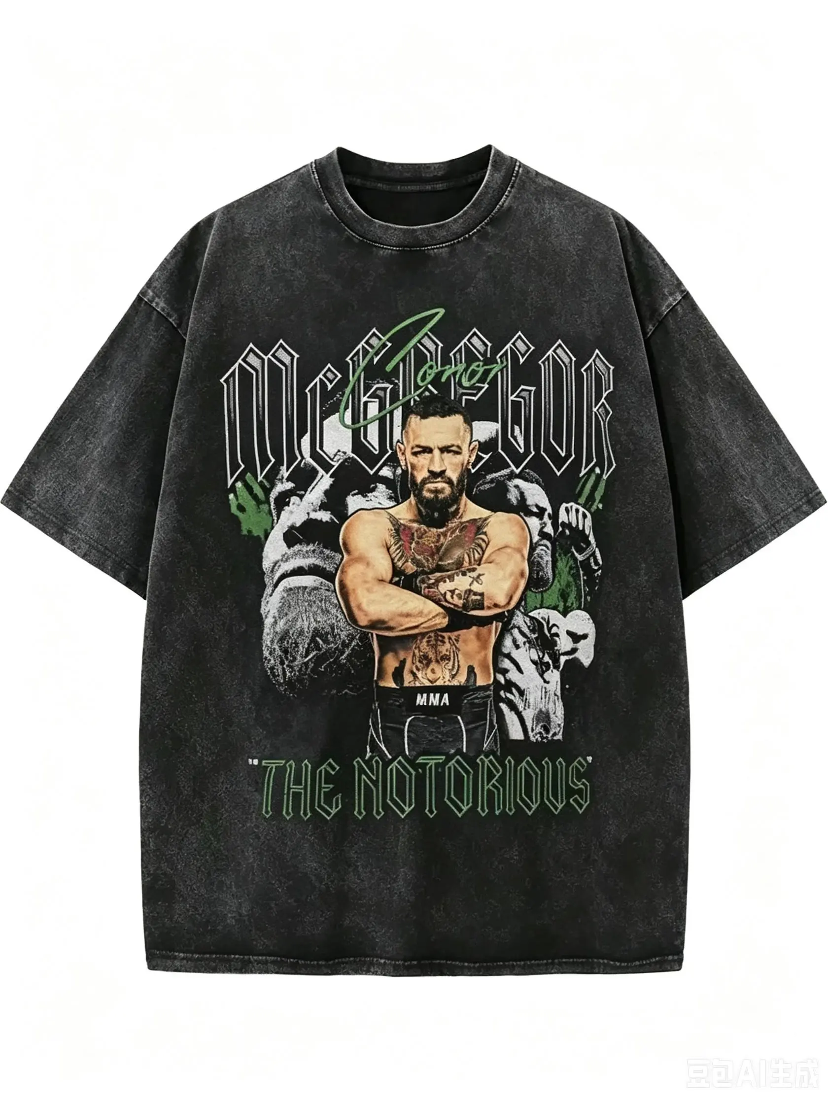 UFC Conor McGregor Graphic Round Neck Tee, Regular Fit Street Fashion Casual Short Sleeve T-shirt for Daily Wear, Men's Summer Clothes, Top, Streetwear