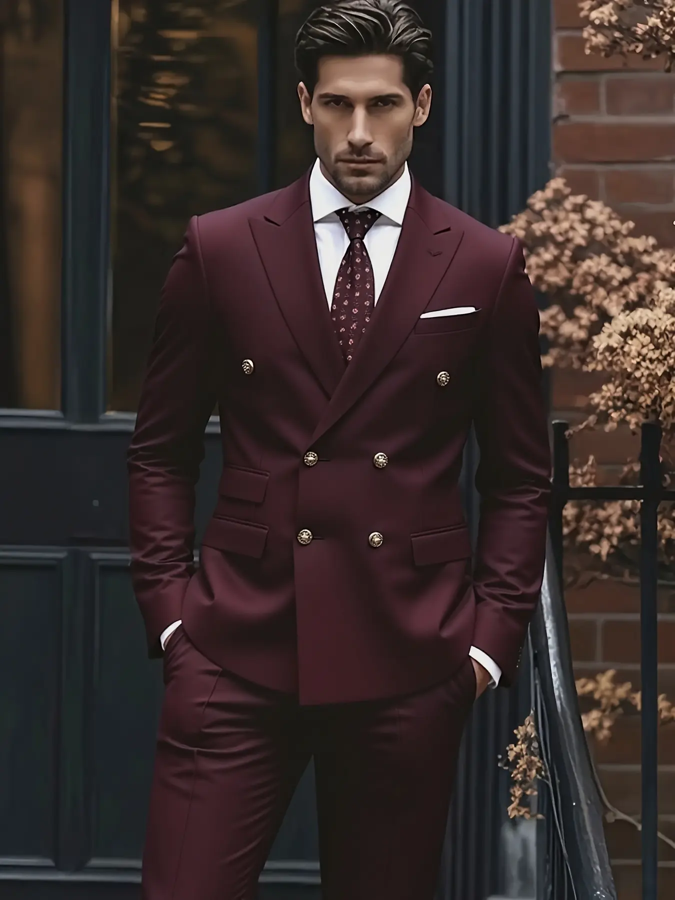 Men'S Formal Suit Two-Piece Set, Formal Wear, Business Attire Clothes, Single Button Long Sleeve Blazer and Pants, Suitable for Interviews, Business Professional Occasions, and Daily Casual Parties