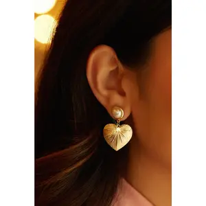 Adoria Heart Embellished Earring - Gold