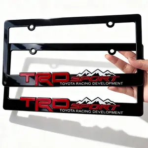 2-Pack Black License Plate Frame – Rugged ABS Design for Toyota Tacoma, Tundra & 4Runner, No Drill Install