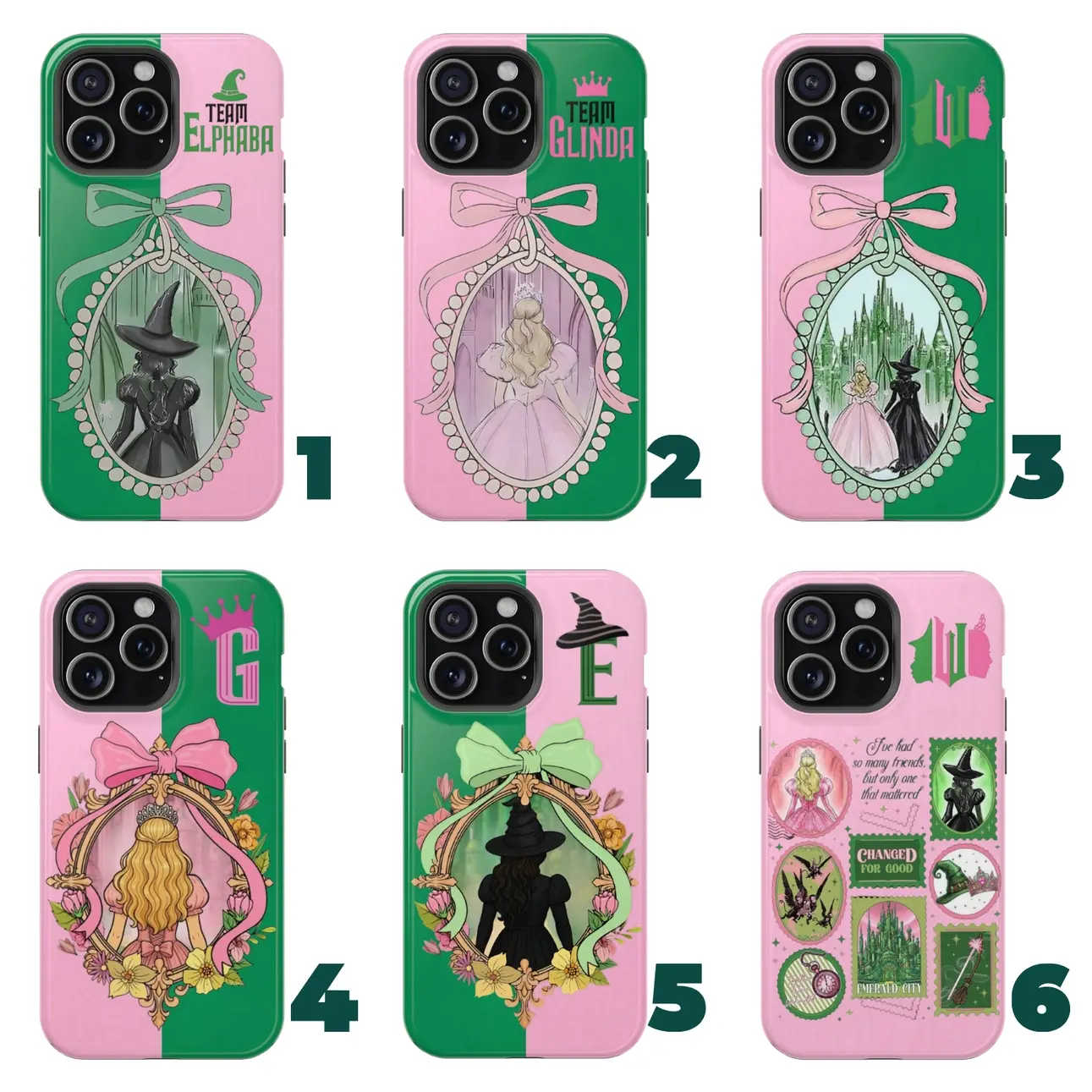 6 styles Wicked Phone Case v3 – Glinda, Elphaba couple phone case, Christmas Gift, Couple phone case for iPhone17 ProMax /16/15/14/13/12/11 Plus for Samsung phones, suitable for both men and women,