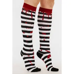 Women's Sanguine Stripes, Blood Splatter Knee-High Socks