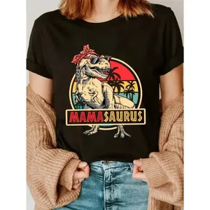 🎉   100% Cotton Funny MamaSaurus T-Rex Dinosaur Mom T-Shirt Retro Vintage Tee Soft Crew Neck Short Sleeve Shirt - Mother's Day Gifts for Women,Father's Day Blanket,Gift for Father, Gift for Mother Funny T-Shirt for Men Sarcastic Cat Meme graphic Washed