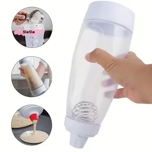 Batter Dispenser with Stirring Ball and Wire Whisk, Mixing Efficiency, Ideal for Safer Food Preparation and Making Restaurant-Quality Pancakes, Cupcakes, Muffins, and Crepes, Utensils