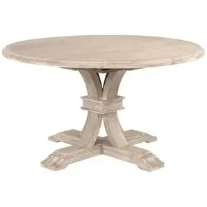 54-72" Solid Wood Round Extendable Dining Table for 6